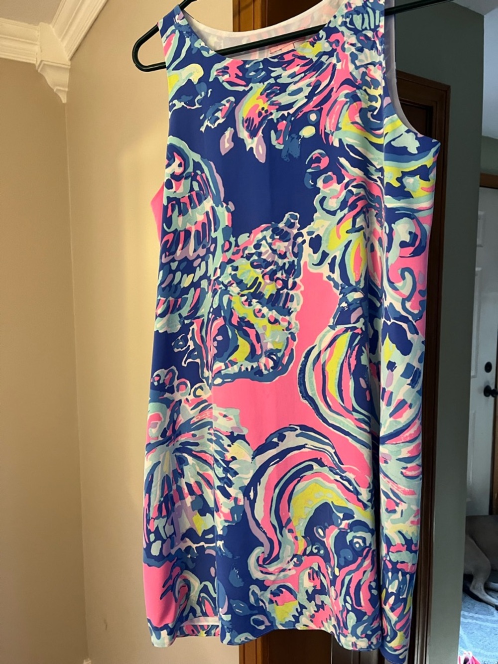 Lilly Pulitzer Multicolor Shell-Print Silk Dress in Pink & Navy
